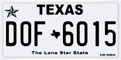 TX license plate DOF6015