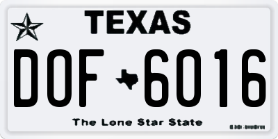 TX license plate DOF6016