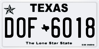 TX license plate DOF6018