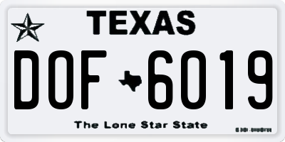TX license plate DOF6019
