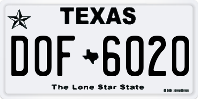 TX license plate DOF6020