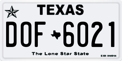 TX license plate DOF6021