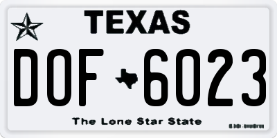 TX license plate DOF6023