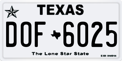 TX license plate DOF6025