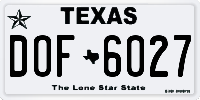 TX license plate DOF6027