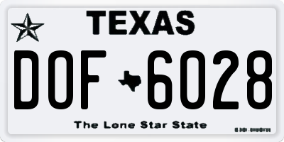 TX license plate DOF6028