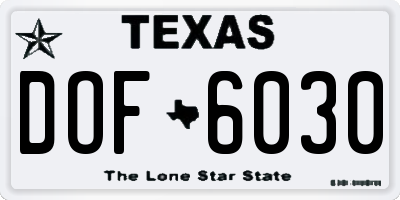 TX license plate DOF6030