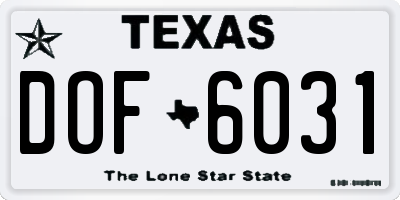 TX license plate DOF6031