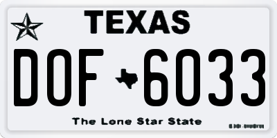 TX license plate DOF6033