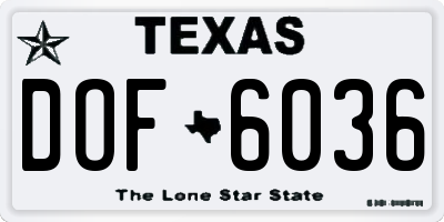 TX license plate DOF6036