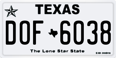 TX license plate DOF6038