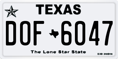 TX license plate DOF6047
