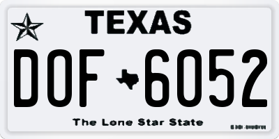 TX license plate DOF6052