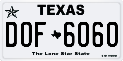 TX license plate DOF6060