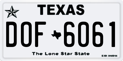 TX license plate DOF6061