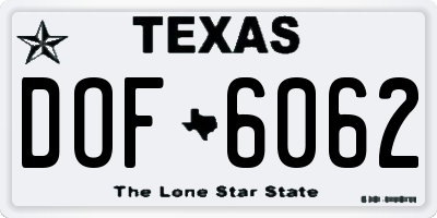 TX license plate DOF6062