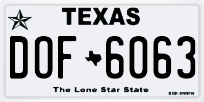TX license plate DOF6063