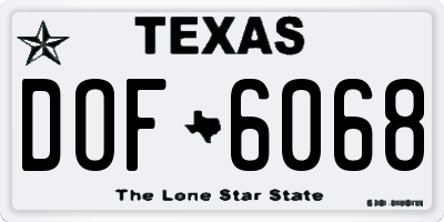 TX license plate DOF6068