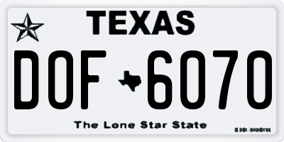 TX license plate DOF6070