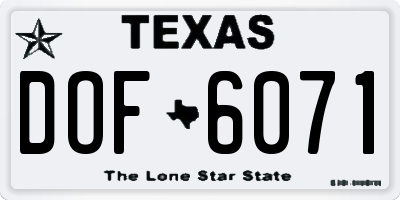 TX license plate DOF6071