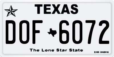 TX license plate DOF6072