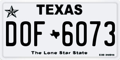 TX license plate DOF6073