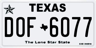 TX license plate DOF6077