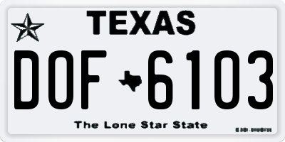 TX license plate DOF6103