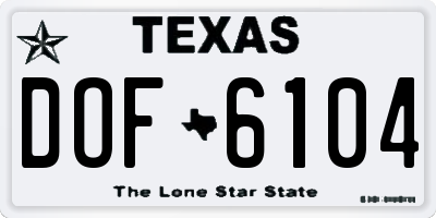 TX license plate DOF6104