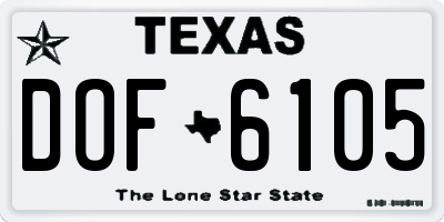 TX license plate DOF6105