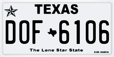 TX license plate DOF6106