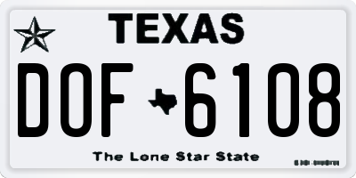 TX license plate DOF6108