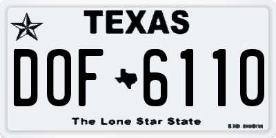 TX license plate DOF6110