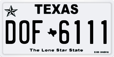 TX license plate DOF6111