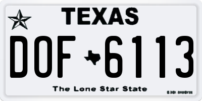TX license plate DOF6113