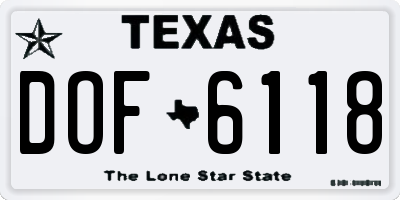 TX license plate DOF6118