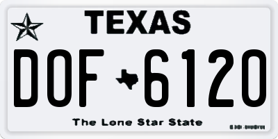 TX license plate DOF6120