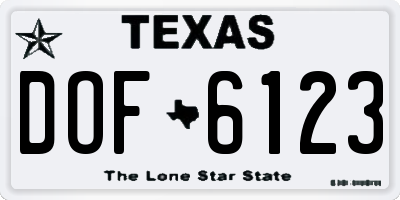 TX license plate DOF6123