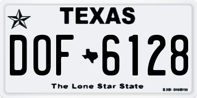 TX license plate DOF6128