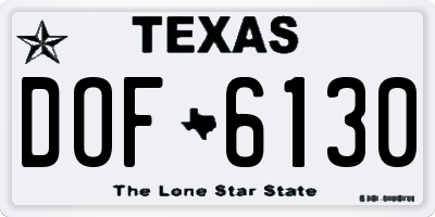 TX license plate DOF6130
