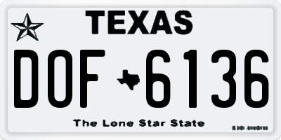 TX license plate DOF6136