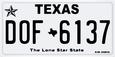 TX license plate DOF6137