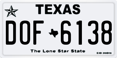 TX license plate DOF6138