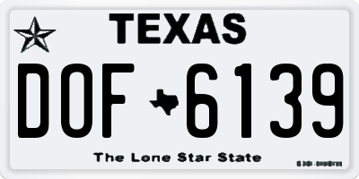 TX license plate DOF6139