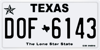 TX license plate DOF6143
