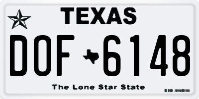 TX license plate DOF6148