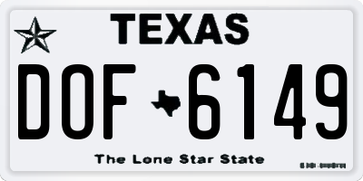 TX license plate DOF6149
