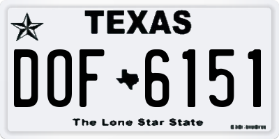 TX license plate DOF6151