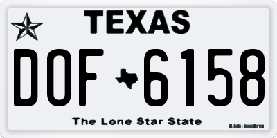 TX license plate DOF6158