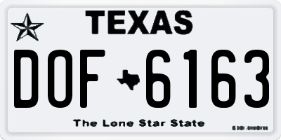 TX license plate DOF6163